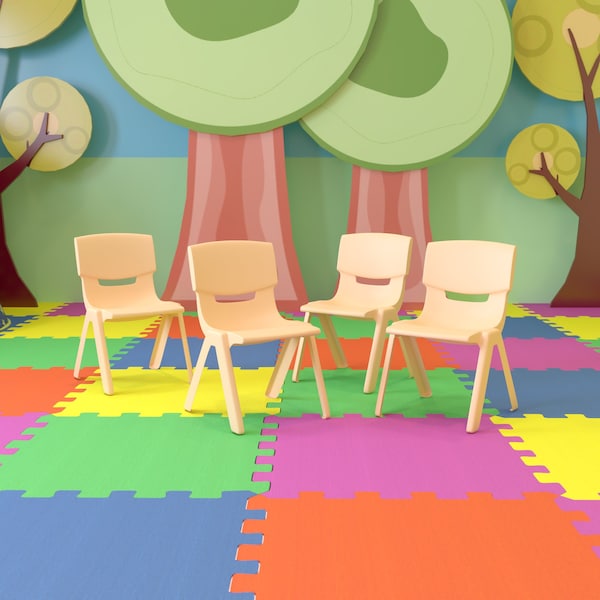 Flash Furniture Natural Plastic Stackable School Chair with 13.25" Seat Height, PK4 4-YU-YCX4-004-NAT-GG - main